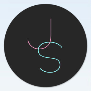 Etiquetas Na moda Editável Qualquer Duas Iniciais Modernas