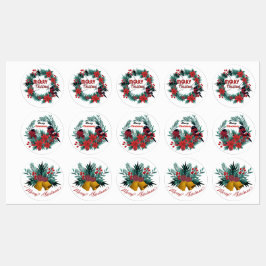 Etiquetas Natais vintages Evergreen Red Robin Poinsettia