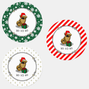 Etiquetas Natal Santa Hat Tibetano Espanhol (Castanho)