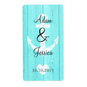 Etiquetas náuticas azuis da garrafa de vinho do