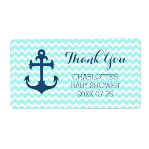 Etiquetas náuticas azuis do favor do chá de