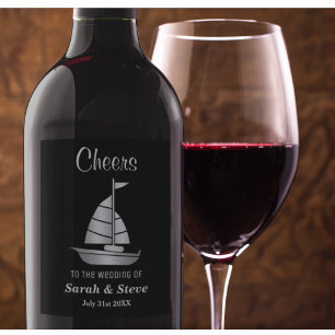 Etiquetas náuticas do vinho do casamento do
