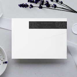 Etiquetas Negra Dramática sobre Casamento Floral Negro