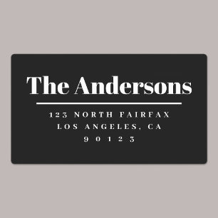 Etiquetas Negrito Moderno Endereço de Devolução Preto e B