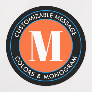 Etiquetas Negro Laranja Azul Branco Circular Impermeável Ous
