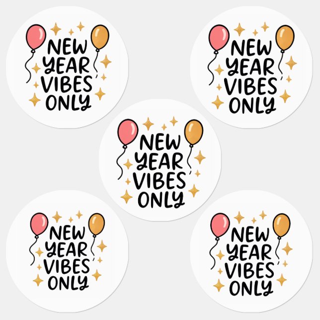 Etiquetas "New Year Vibes Only" Sticker (Grupo)