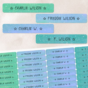 Etiquetas Nome à prova d'água com código de cor azul verde g