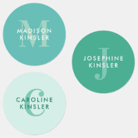 Nome à prova d'água da turquesa inicial simples mo