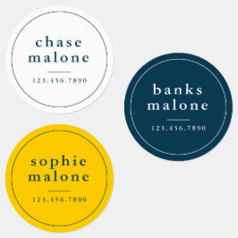 Etiquetas Nome à prova d'água de cores escolares simples