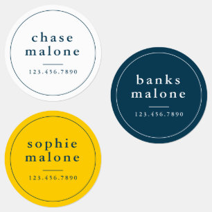 Etiquetas Nome à prova d'água de cores escolares simples