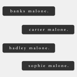 Etiquetas Nome à prova d'água do tipo preto e branco simples