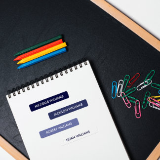 Etiquetas Nome das Crianças de Escala AZUL de Marinho Simple