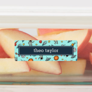 Etiquetas Nome das Crianças de Padrão de Espaço Exterior Col