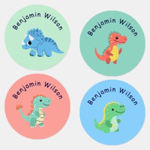 Etiquetas Nome de Crianças Personalizadas do Dinossauro Gela