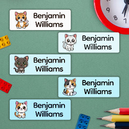 Etiquetas Nome do Acampamento de Creche Escolar Gatos Fofos