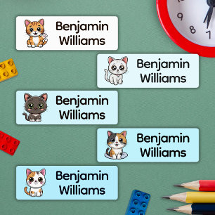 Etiquetas Nome do Acampamento de Creche Escolar Gatos Fofos