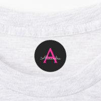 Nome do Monograma Girly Black Script Hot-Pink