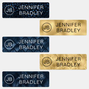 Etiquetas Nome do Monograma Luxury Dourado Leopardo Imprime 