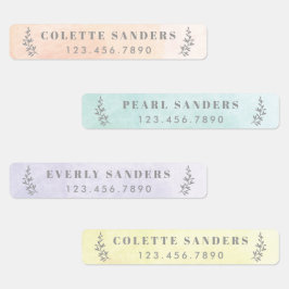 Etiquetas Nome Personalizado Aquarela Pastel