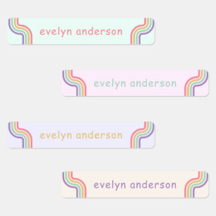Etiquetas Nome Personalizado Colorido Retro Divertido à Prov