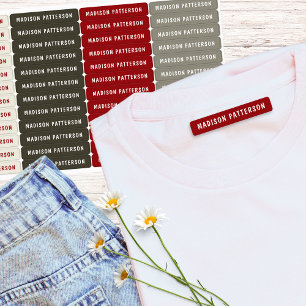 Etiquetas Nome Personalizado Creme Oliva Vermelho Cinza