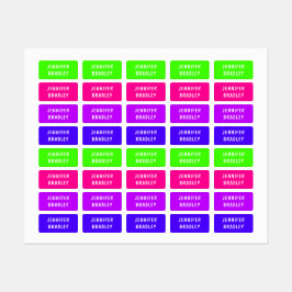 Etiquetas Nome Personalizado de Rapariga Neon Moderna