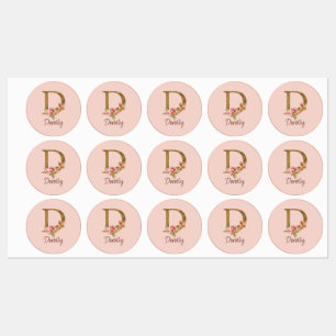 Etiquetas Nome Personalizado Folha de Ouro Rosa Cor-de-Rosa 