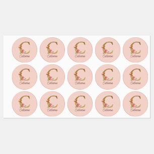 Etiquetas Nome Personalizado Folha de Ouro Rosa Cor-de-Rosa 
