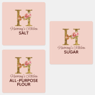 Etiquetas Nome Personalizado Letra H Dourado Rosa Cor-de-Ros