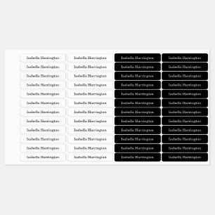 Etiquetas Nome Personalizado Preto/Branco Vestuário de Tecid