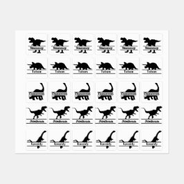Etiquetas Nomes Personalizados Silhueta de Dinossauro