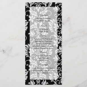 Etiquetas nos menus de Casamento tema damasco e pr