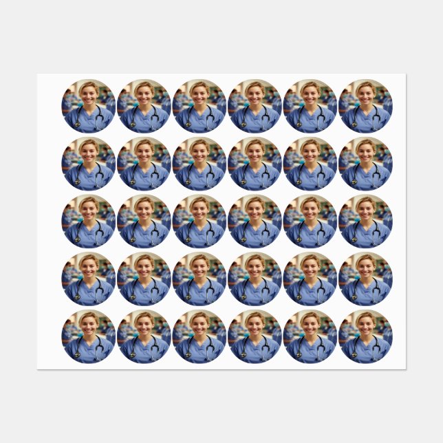 Etiquetas Nurse Photo Customize Personalize (Folha)