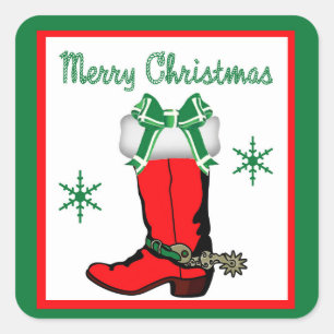 Etiquetas ocidentais da bota de vaqueiro do Natal
