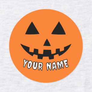 Etiquetas Orange Pumpkin Personalizado Halloween Seu Nome