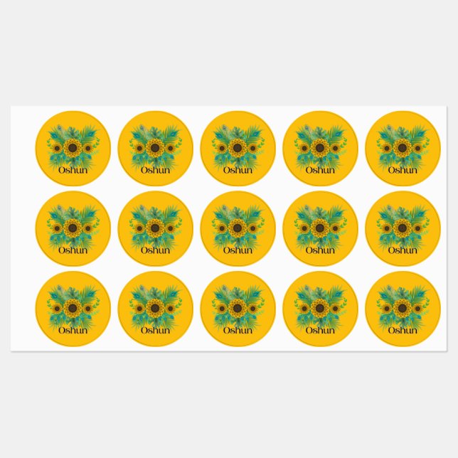 Etiquetas Oshun Goddess Sunflower Labels (Folha)