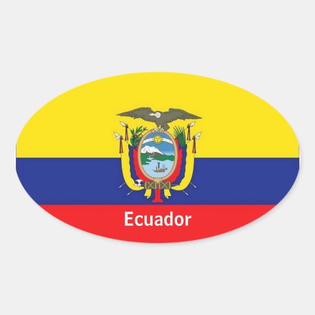 Etiquetas ovais com bandeira equatoriana (Frente)