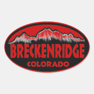 Etiquetas ovais vermelhas de Breckenridge Colorado