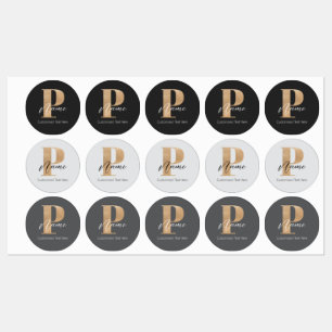 Etiquetas P & Name Iniciais Monogramados Modernos Personaliz
