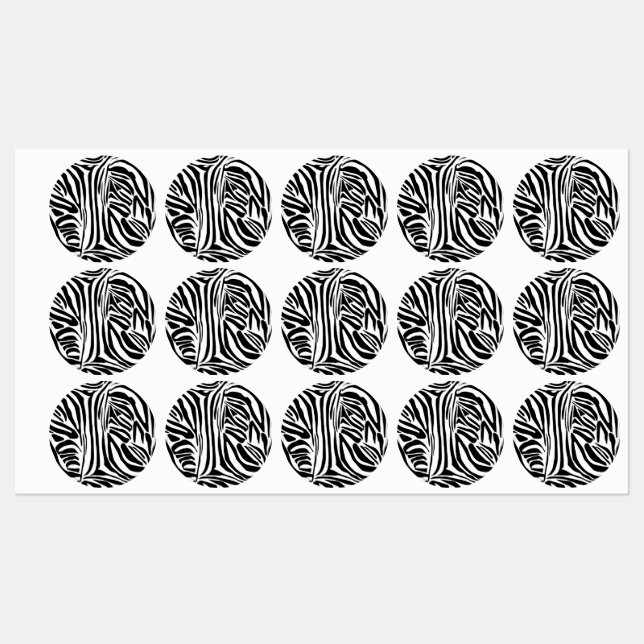 Etiquetas Padrão de Impressão de Zebra Preto e Branco Ousado (Folha)