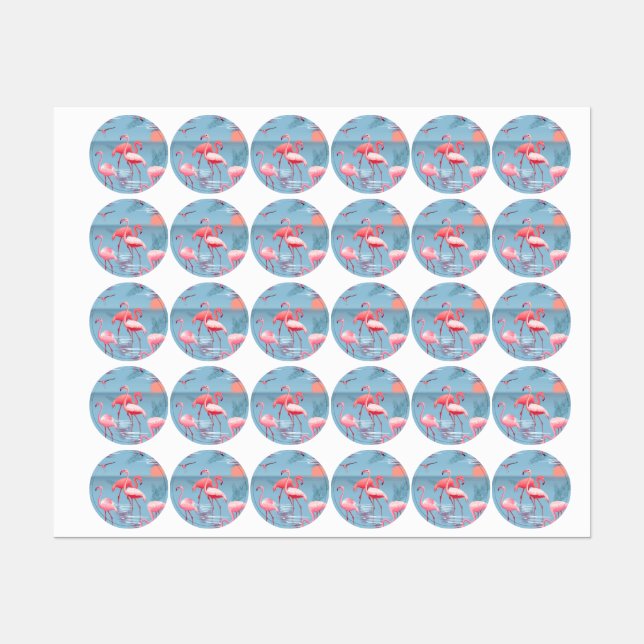 Etiquetas Padrão Flamingos 1 (Folha)