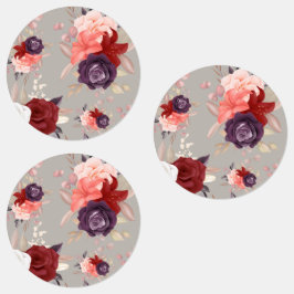 Etiquetas Padrão floral com rosas rosa, vermelhas e roxas