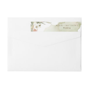 Etiquetas Palmeira Seca Deixa Aquarela Verde Floral, Casamen