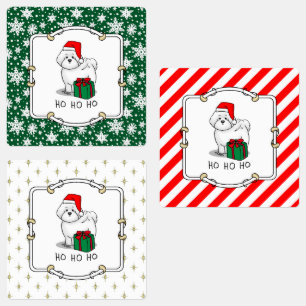 Etiquetas Papais noeis de Natal Bichon Frise Dog Cute
