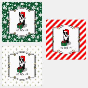 Etiquetas Papais noeis de Natal Boston Terrier (preto)
