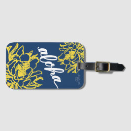 Etiquetas para Bagagem Aloha Azul com Flores de Ce