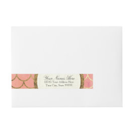 Etiquetas Para Envelope Art Deco Shell Faux Gold Foil RSVP Endereço de dev