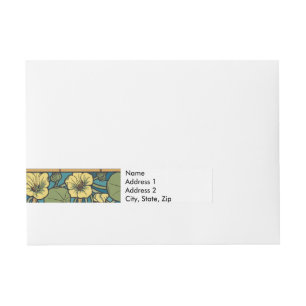Etiquetas Para Envelope Art Nouveau Nasturtium Azul Dourado floral Verneui