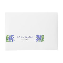 Etiquetas Para Envelope Casamento de Íris Azul com Aquarela Elegante