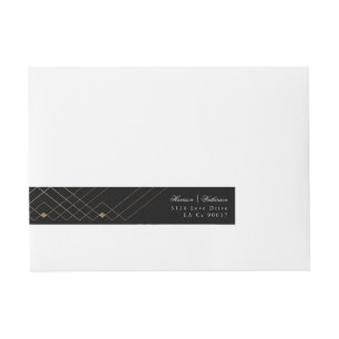 Etiquetas Para Envelope Casamento Dourado com Diamond Black Deco Gatsby